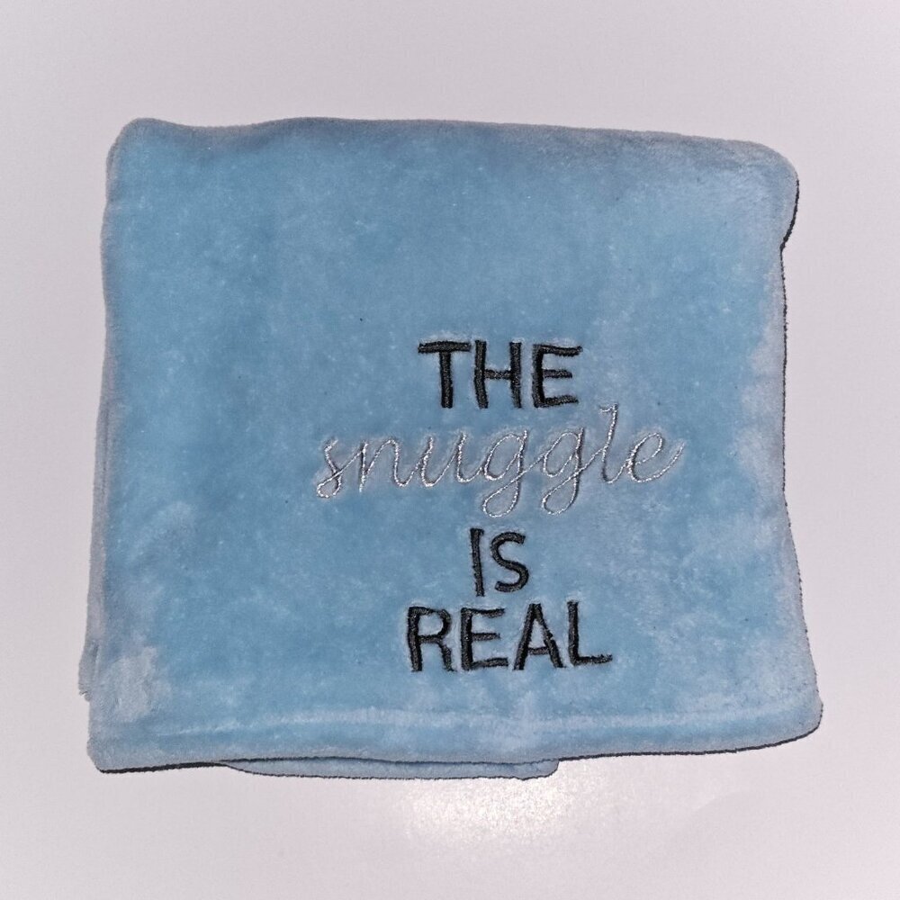 The Snuggle Is Real Blue Fleece Baby Blanket 26x39